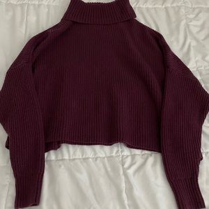 Hollister Purple Turtle Neck Cropped Sweater